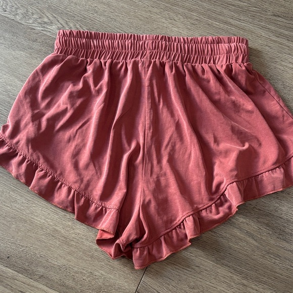 Lulus Dusty Rose Drawstring Lounge Shorts with Ruffle Hem - Picture 5 of 5